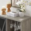Single door wine cabinet with 16 wine storage compartments (Gray; 31.50" W*13.78" D*35.43" H)