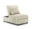 Folding Ottoman Sleeper Sofa Bed; 4 in 1 Function; Work as Ottoman; Chair ; Sofa Bed and Chaise Lounge for Small Space Living; Begie