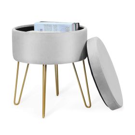 Indoor Vanity Desk Footrest Stool Storage Ottomans (Type: Furniture, Color: Gray)