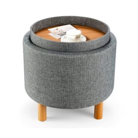 Bedroom Accent Storage Footstool w/ Tray (Type: Furniture, Color: Gray)