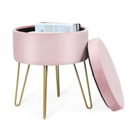 Indoor Vanity Desk Footrest Stool Storage Ottomans (Type: Furniture, Color: Pink)