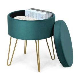 Indoor Vanity Desk Footrest Stool Storage Ottomans (Type: Furniture, Color: Dark Green)
