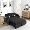 Modern 55.5" Pull Out Sleep Sofa Bed 2 Seater Loveseats Sofa Couch with side pockets; Adjsutable Backrest and Lumbar Pillows for Apartment Office Livi