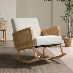 Trachin Rocking Chair with Rattan Arms (Color: as Pic)