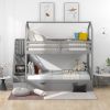 Multifunctional Twin over Twin House Bunk Bed with Staircase and Storage Space