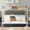 Twin-Over-Futon Bunk Bed;  Metal Futon Bunk Bed Frame with Guardrails and Ladder