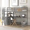 Twin Size Loft Bed with Desk and Shelves;  Two Built-in Drawers