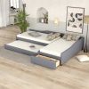 Upholstered Double Twin Size Daybed with Trundle and Drawer