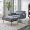 Recline Sofa Chair with Ottoman;  Two Arm Pocket and Wood Frame include 1 Pillow;  Teal (40.5'x33'x32')