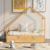 Twin Size Wooden House Bed With Twin Size Trundle