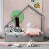 Twin Size Wooden House Bed With Twin Size Trundle