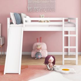 Loft Bed with Slide;  Multifunctional Design;  Full (Color: White)