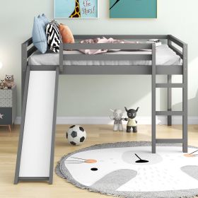 Loft Bed with Slide;  Multifunctional Design;  Full (Color: Gray)
