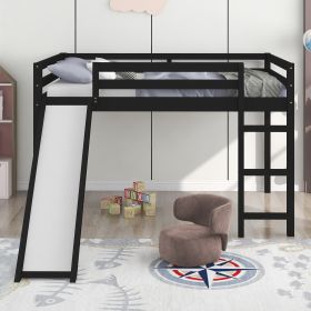 Loft Bed with Slide;  Multifunctional Design;  Full (Color: Espresso)
