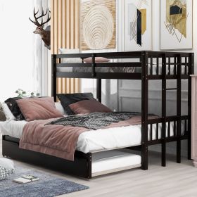 Twin over Pull-out Bunk Bed with Trundle (Color: Espresso)