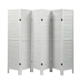 Louver Folding Screen Decorative Privacy Partition Room Divider (Specification: 6 Panel, Color: Old white)