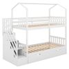Multifunctional Twin over Twin House Bunk Bed with Staircase and Storage Space