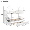 Multifunctional Twin over Twin House Bunk Bed with Staircase and Storage Space