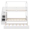 Multifunctional Twin over Twin House Bunk Bed with Staircase and Storage Space