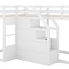 Twin over Twin L-Shaped Bunk Bed with Built-in Middle Staircase