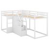 Twin over Twin L-Shaped Bunk Bed with Built-in Middle Staircase