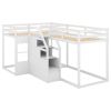 Twin over Twin L-Shaped Bunk Bed with Built-in Middle Staircase
