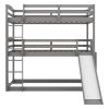 Twin over Twin over Twin Adjustable Triple Bunk Bed with Ladder and Slide