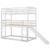 Twin over Twin over Twin Adjustable Triple Bunk Bed with Ladder and Slide