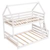 Twin over Full House Bunk Bed with Built-in Ladder,Gray