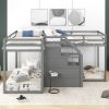 Twin over Twin L-Shaped Bunk Bed with Built-in Middle Staircase