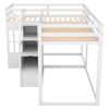 Twin over Twin L-Shaped Bunk Bed with Built-in Middle Staircase