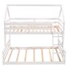 Twin over Full House Bunk Bed with Built-in Ladder,Gray