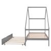 Twin Size Wooden House Bed With Twin Size Trundle