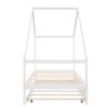 Twin Size Wooden House Bed With Twin Size Trundle