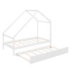 Twin Size Wooden House Bed With Twin Size Trundle