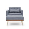 Recline Sofa Chair with Ottoman;  Two Arm Pocket and Wood Frame include 1 Pillow;  Teal (40.5'x33'x32')