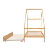 Twin Size Wooden House Bed With Twin Size Trundle