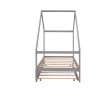 Twin Size Wooden House Bed With Twin Size Trundle