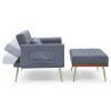 Recline Sofa Chair with Ottoman;  Two Arm Pocket and Wood Frame include 1 Pillow;  Teal (40.5'x33'x32')