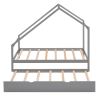 Twin Size Wooden House Bed With Twin Size Trundle