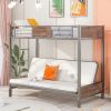 Twin-Over-Futon Bunk Bed;  Metal Futon Bunk Bed Frame with Guardrails and Ladder