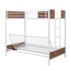 Twin-Over-Futon Bunk Bed;  Metal Futon Bunk Bed Frame with Guardrails and Ladder