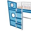 Full Size Boat Shape Loft Bed with Ladder