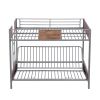 Twin-Over-Futon Bunk Bed;  Metal Futon Bunk Bed Frame with Guardrails and Ladder