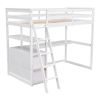 Twin Size Loft Bed with Desk and Shelves;  Two Built-in Drawers