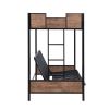 Twin-Over-Futon Bunk Bed;  Metal Futon Bunk Bed Frame with Guardrails and Ladder
