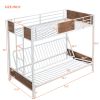 Twin-Over-Futon Bunk Bed;  Metal Futon Bunk Bed Frame with Guardrails and Ladder
