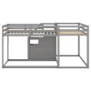 Twin over Twin L-Shaped Bunk Bed with Built-in Middle Staircase