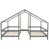 Double Twin Size Triangular House Beds with Built-in Table