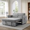 Loveseats Sofa Bed with Pull-out Bed;  Adjustable Back and Two Arm Pocket